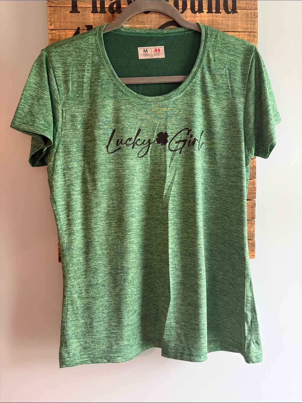 Lucky Girl 🍀 Green Women’s Athletic Short Sleeve Tee 🍀 St. Patrick’s Day